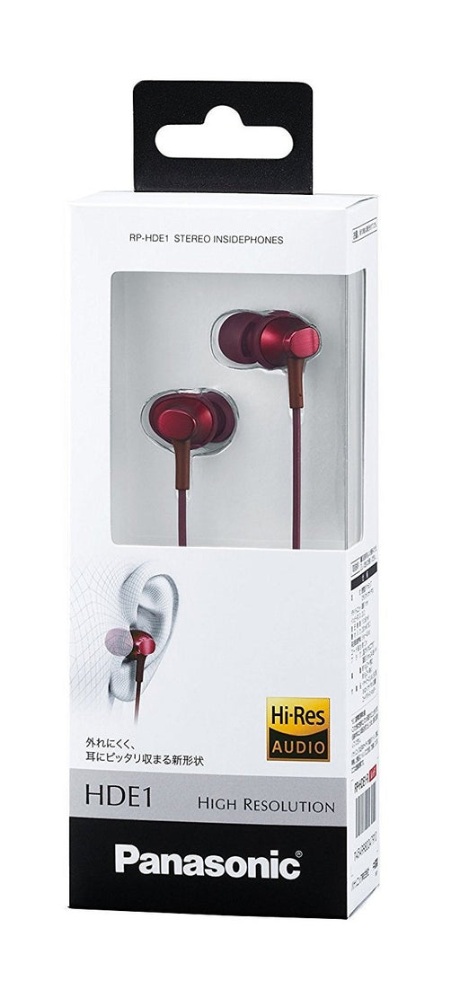Panasonic Hi-Res Canal Type Earphone RP-HDE1-R Red Standard Edition 1.2m Cable_2