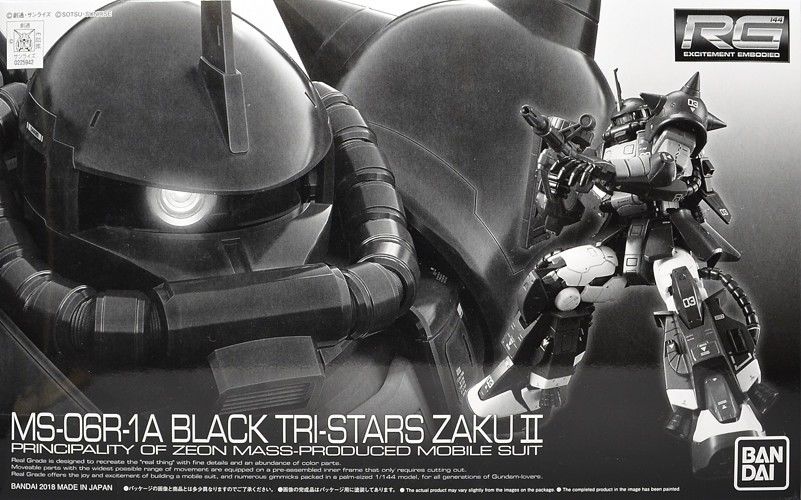 RG 1/144 MS-06R-1A Zaku II High Mobility Type Black Tri-Stars - Kit Modèle Gundam Bandai Exclusif