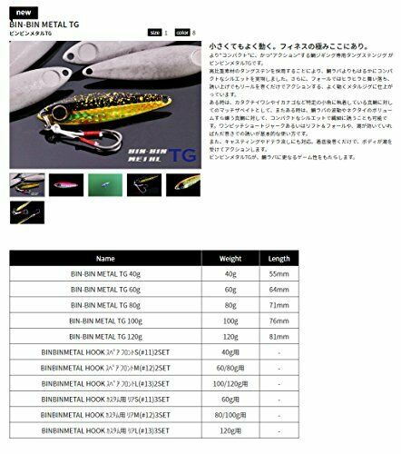 Jackall Bin-Bin METAL TG Tungsten Metal Jig 40g Sakura Fubuki NEW from Japan_2