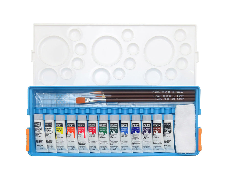 Liquitex gouache acrylic plus 12 colors (13 bottles) plastic case design set G5A_1