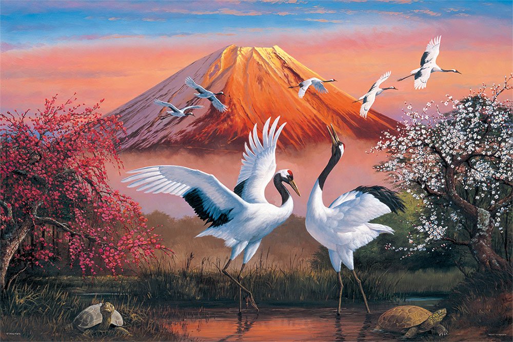 Yanoman Jigsaw Puzzle 10-1319 Japanese Art Reiho Bukaku Cranes 1000 Pieces NEW_1