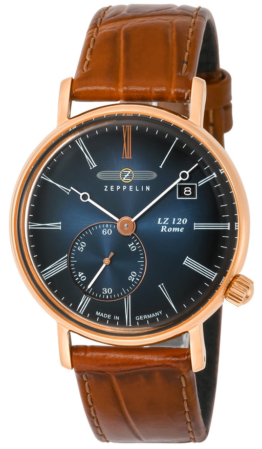 ZEPPELIN 7137-3 Watch LZ120Rome Navy Dial Men's Leather Brown Band NEW_1
