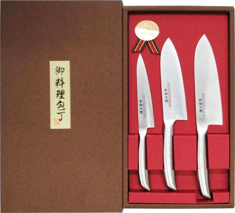 Satake Sangyo Kitchen Knife set of 3 Santoku/Petty/Santoku S Made in Japan NEW_1