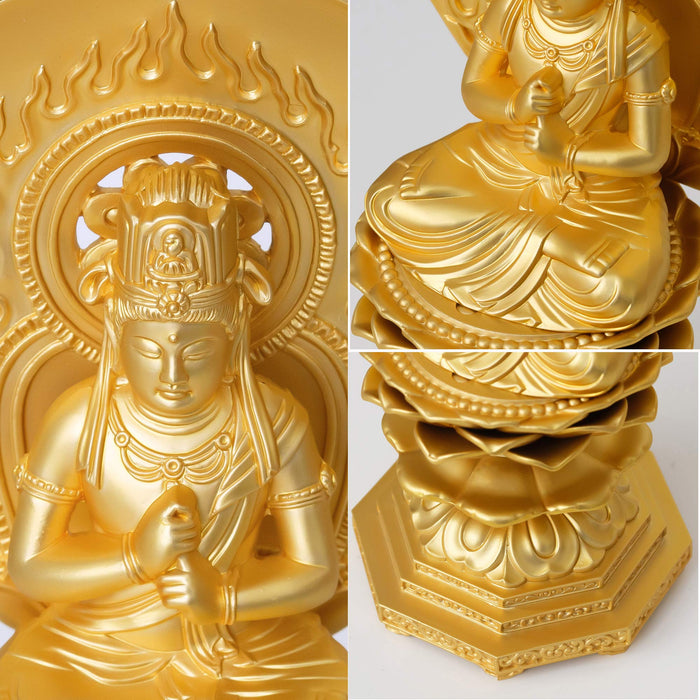 Buddha statue Dainichi Nyorai 15.5cm gold plated 24 gold Isami Danjuro NEW_4