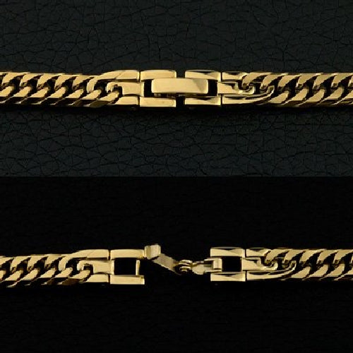 Titanium double Kihei 6-Flat Necklace 50cm Men 6.5mm width (Gold ion plating)_5