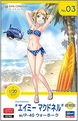 Hasegawa SP382 Egg Girls Collection No.3 Amy Mcdonnell w/P-40 Warhawk 1/20 Scale_6