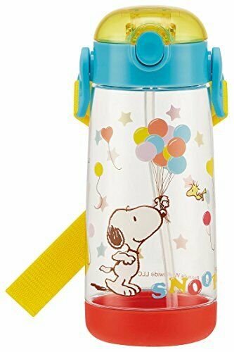 Skater Children 39;s Water bottle Clear Bottle Straw type Snoopy NEW from Japan_1