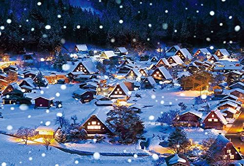 1000 piece jigsaw puzzle snow fall Shirakawago 49x72cm ‎31-490 Glow in the Dark_2