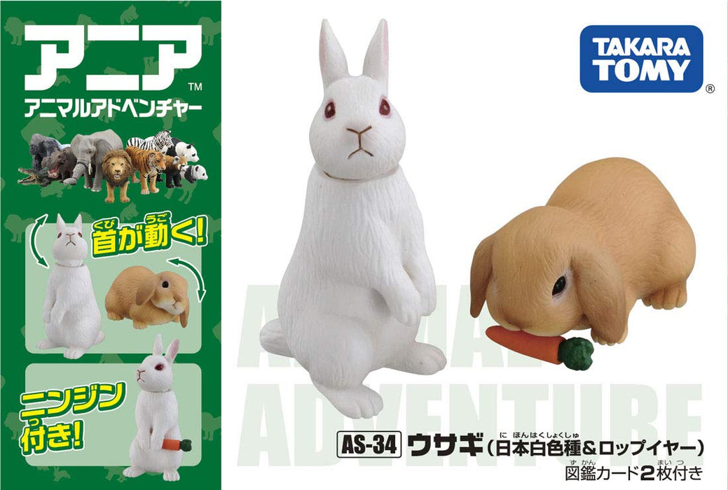 Takara Tomy Ania AS-34 Rabbit (Japanese White & Lop Ear) Animal Dinosaur NEW_4