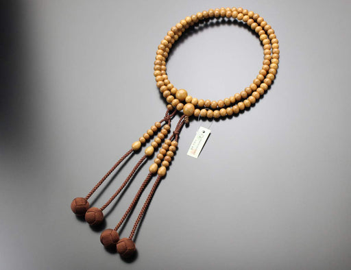 Shingon Buddhism Pair Japanese Buddhist Prayer Beads Plum Wood Gold Brown NEW_2