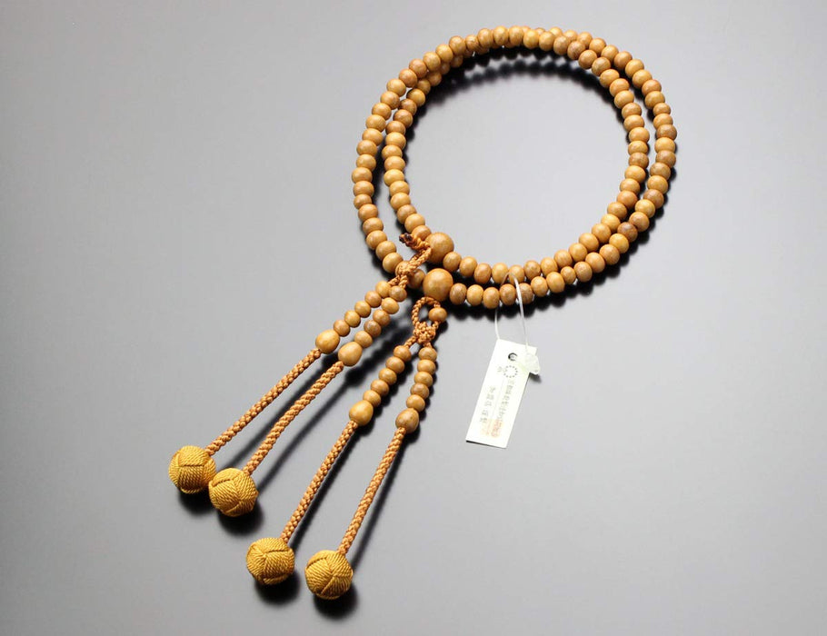Shingon Buddhism Pair Japanese Buddhist Prayer Beads Plum Wood Gold Brown NEW_3