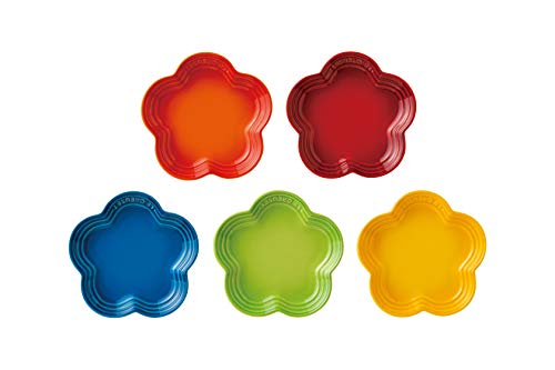 Le Creuset Dish Flower Plate LC (S) Rainbow 5 pieces Heat and coldresistant NEW_2
