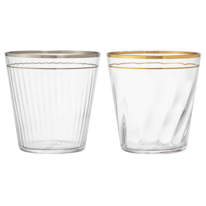 Toyo Sasaki Glass Tumbler Silver & Gold Benedille Pair Eterna G098-T266 set of 2_1