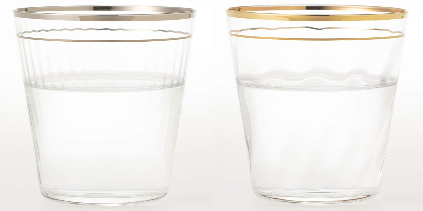 Toyo Sasaki Glass Tumbler Silver & Gold Benedille Pair Eterna G098-T266 set of 2_2