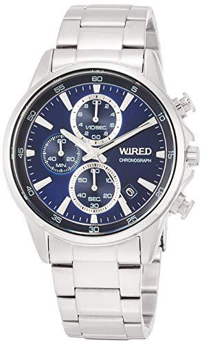 SEIKO WIRED Watch AGAT423 Men's Silver Blue Analog Round Face Chronograph NEW_1