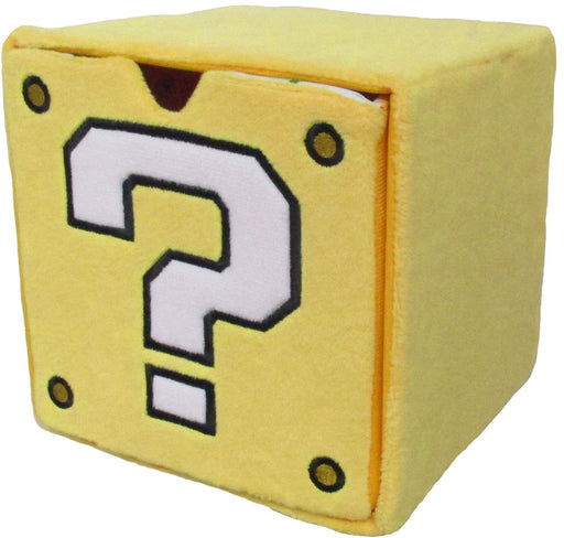 Sanei Boeki Mario Plush Doll Chest Hatena Block W14 x D14 x H14cm Yellow NEW_2