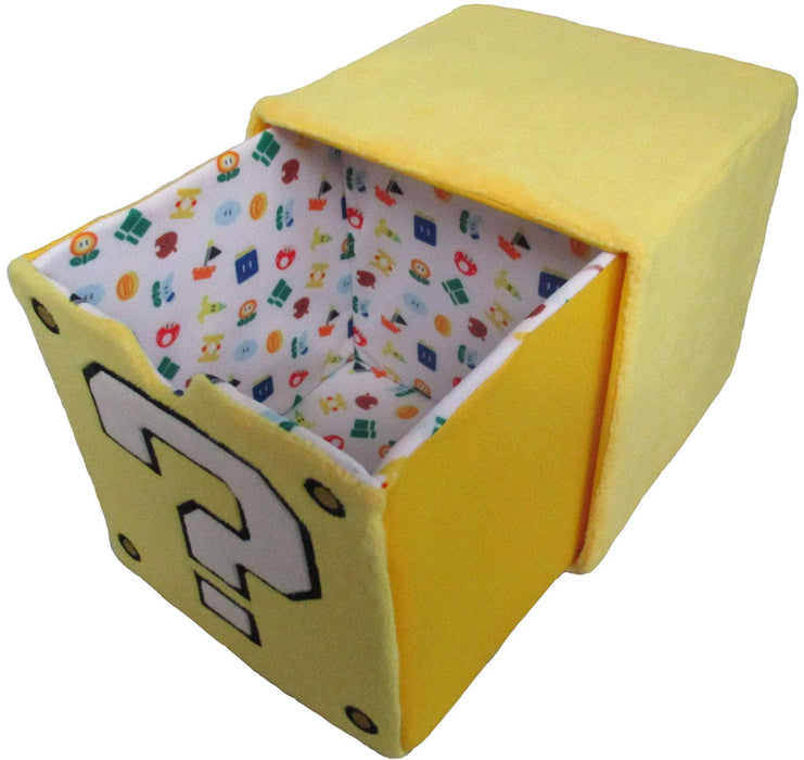Sanei Boeki Mario Plush Doll Chest Hatena Block W14 x D14 x H14cm Yellow NEW_3