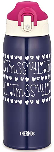 Thermos Water Bottle Vacuum Insulated 2-Way 0.8L/0.83L Navy Heart FHO-801WF NV-H_2