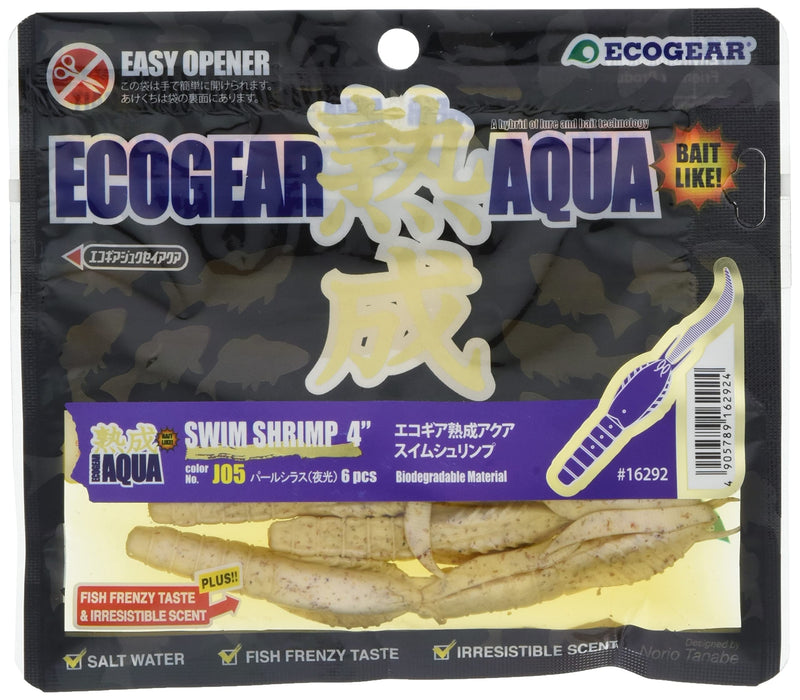 ECOGEAR JUKUSEI AQUA Swim Shrimp 4 inch J05 Pearl Shirasu Set of 6 pcs Sea Bream_1