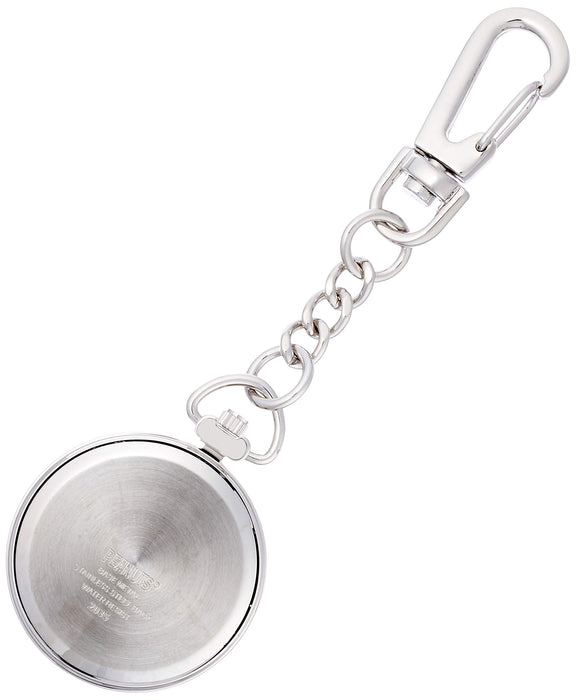 Citizen Q&Q Pocket Watch Snoopy Clip P004-204 White Alloy Steel Silver Chain NEW_2