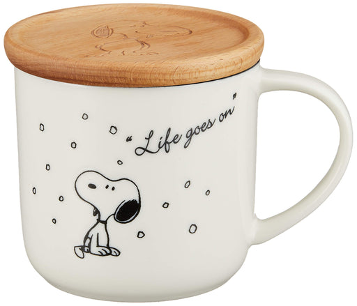 Yamaka PEANUTS SNOOPY Mug with Lid Coaster Season white Woodstock SN614-11C NEW_1