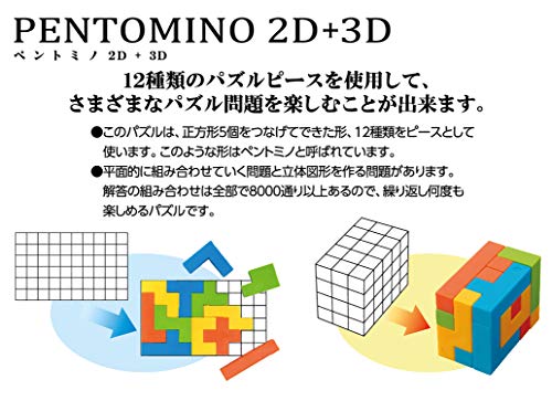 HANAYAMA Pentomino 2D+3D 12x15x3cm Katsuno Plastic 12-pieces Puzzle ‎‎HK-068055_3