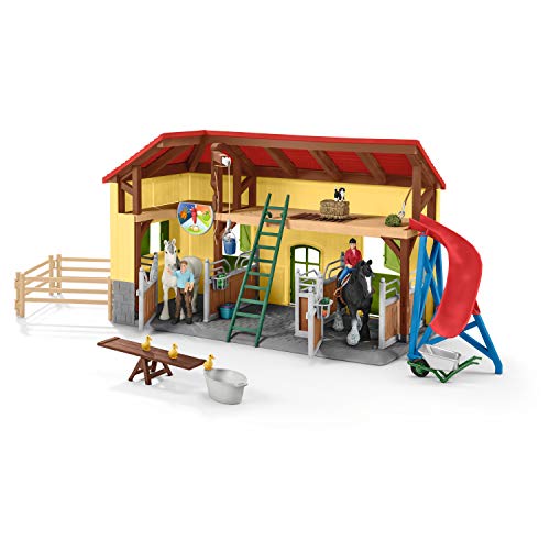 Schleich Farm World 30-piece Horse Stable Playset with Farm Animals for Kid NEW_2