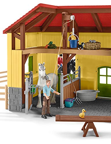 Schleich Farm World 30-piece Horse Stable Playset with Farm Animals for Kid NEW_4