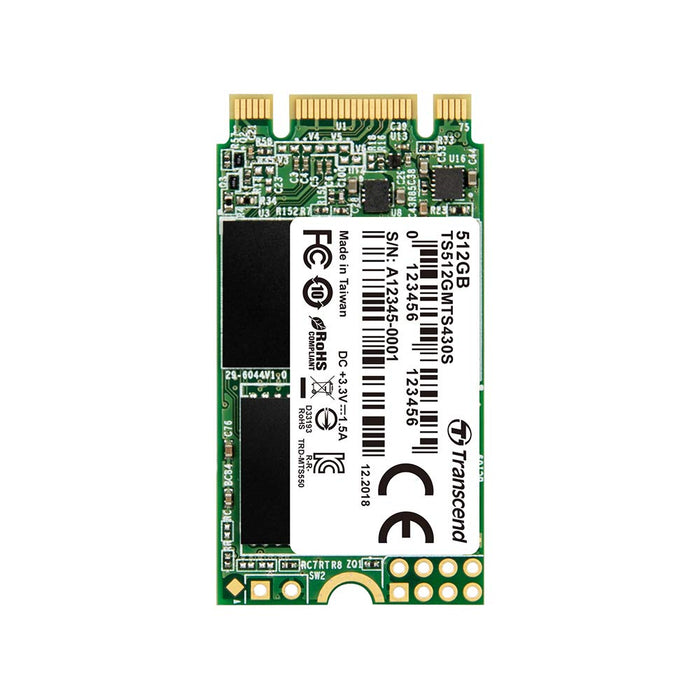 Transcend SSD M.2 2242 512GB SATA III 6Gb / s 3D TLC NAND DDR3 TS512GMTS430S NEW_1
