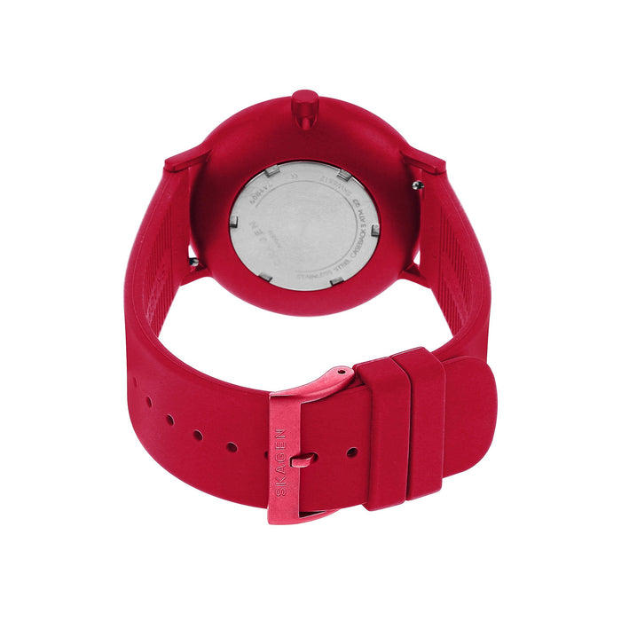 Scagen Wrist Watch AAREN SKW6512 Red Aluminum Case Silicone Strap Analog NEW_3