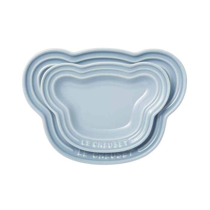 Le Creuset Baby Bear Plate Dish Set Coastal Blue Stoneware Microwave Safe_2