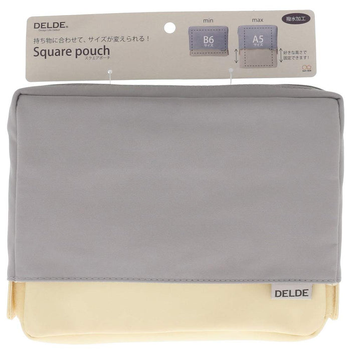 Sun-Star Stationery Square Pouch Delde L Size Gray x White Nylon S2281562 NEW_7