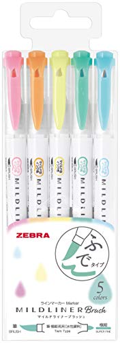 Zebra Mild Liner Brush Pen Set WFT8-5C Slightly fluorescent color set of 5 NEW_1