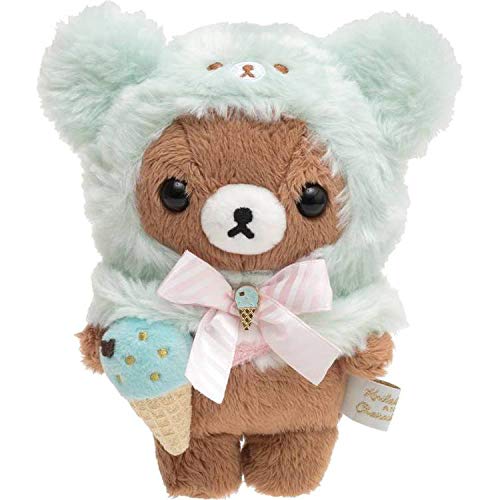 SAN-X Rilakkuma Happy ice Cream Stuffed Toy Plush Brown Bear Chocolate NEW_1