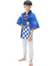 Happi Hanten Kids Japan Traditional Coat Matsuri Festival Ichimatsu Blue 65cm_2