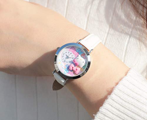 SUNFLAME Sanrio Hello Kitty Deco Watch Pink Ribbon MJSR-F03 Wristwatch Nylon NEW_2