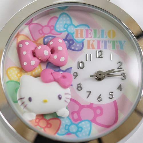 SUNFLAME Sanrio Hello Kitty Deco Watch Pink Ribbon MJSR-F03 Wristwatch Nylon NEW_3