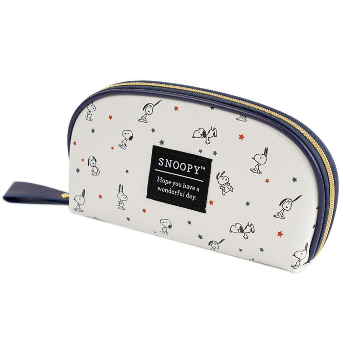 Pearl Glasses pouch white Peanuts Snoopy hopping 2Way Zip Closure with Cloth NEW_1