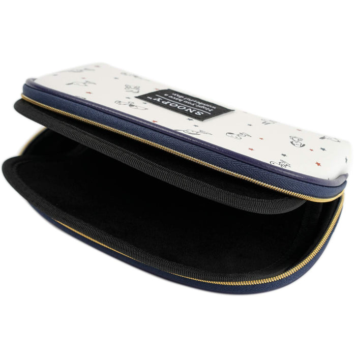 Pearl Glasses pouch white Peanuts Snoopy hopping 2Way Zip Closure with Cloth NEW_2