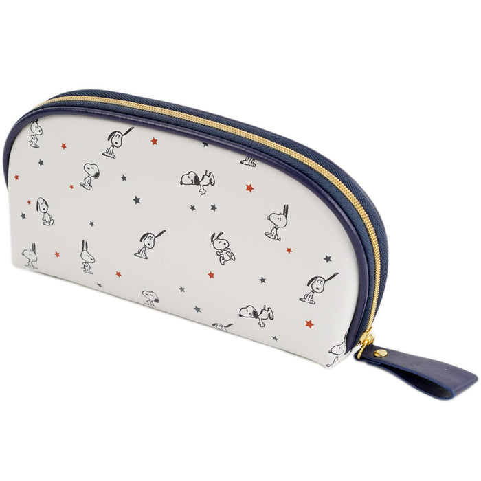 Pearl Glasses pouch white Peanuts Snoopy hopping 2Way Zip Closure with Cloth NEW_3