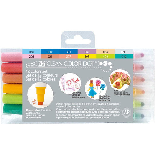 Kuretake ZIG Clean Color Dot Pens Water Based Marker 12 color set TC-6100/12V_1