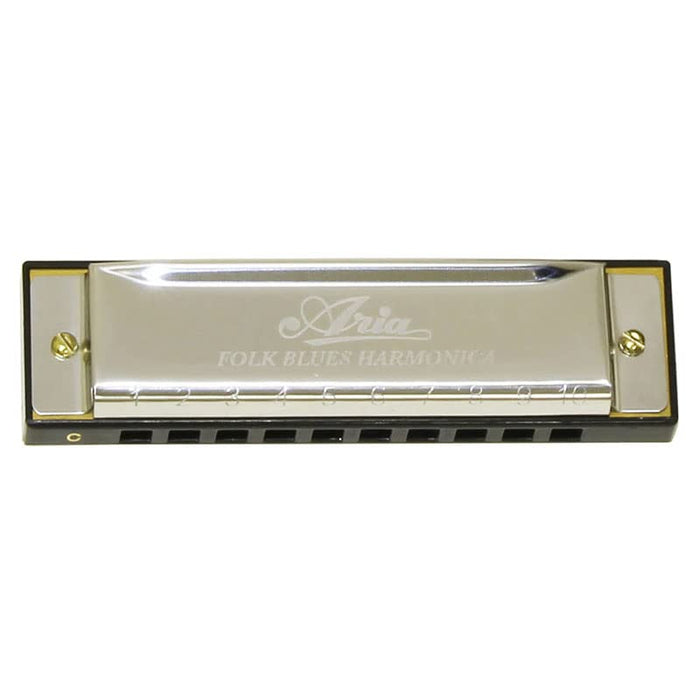 ARIA AH-10 SET 10 holes Blues harmonica 12-keys full set Silver with Soft Case_3