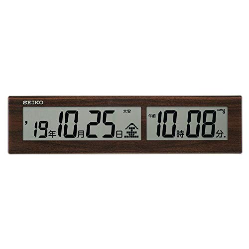 Seiko clock Table clock tea wood grain pattern radio wave digital SQ441B NEW_5