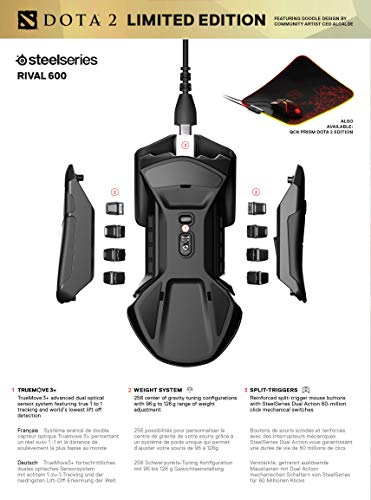 SteelSeries Rival 600 USB TrueMove 3 Gaming Mouse Dota2 community art design NEW_8