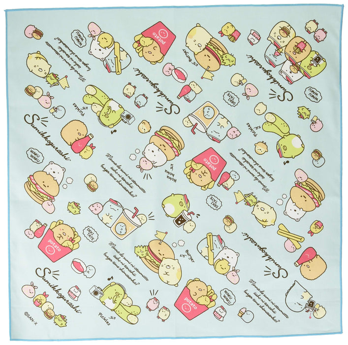 San-X Sumikko Gurashi Lunch Nafkin Burger Time CH42901 Blue 48x48cm NEW_2