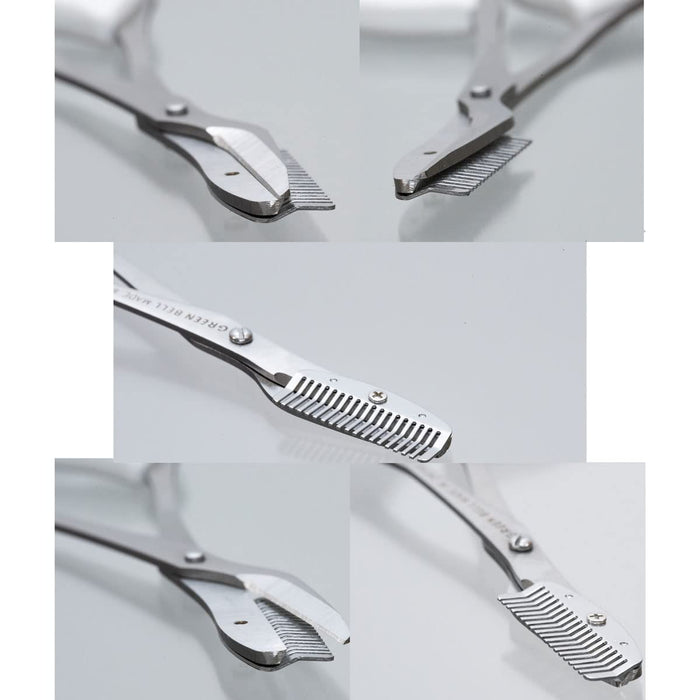 GREEN BELL stainless steel eyebrow scissors with comb white Made in Japan NEW_5
