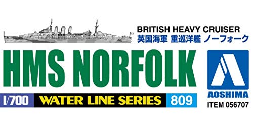 Aoshima Waterline 56707 Royal Navy Heavy Cruiser HMS Norfolk 1/700 scale kit NEW_5