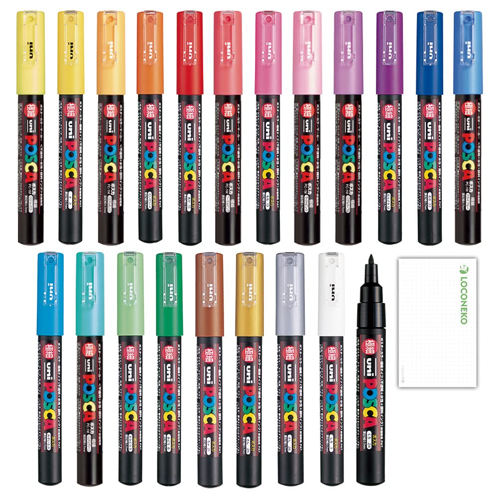 UNI Posca waterbased marker extra fine PC1M All 21 Colors Set + Rock