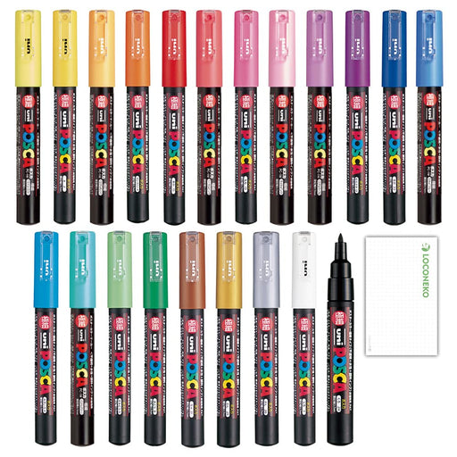 UNI Posca water-based marker extra fine PC-1M All 21 Colors Set + Rockoneko NEW_1