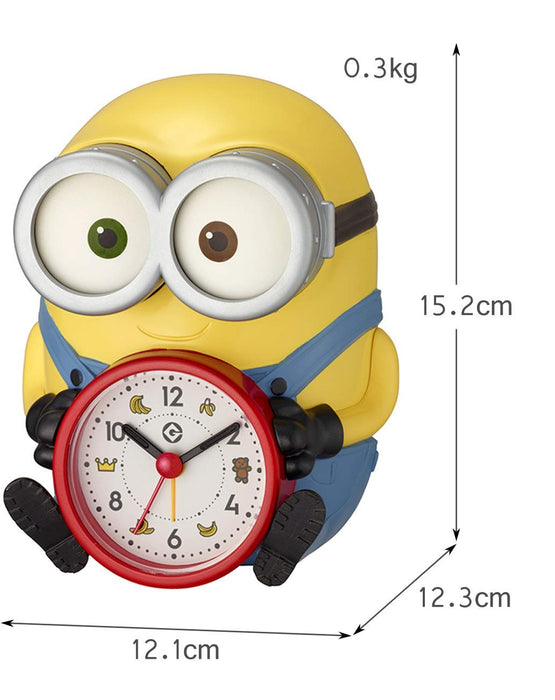 RHYTHM Minion/Bob Alarm Clock Voice Alarm Yellow 15.2x12.1x12.3cm 4REA30ME33 NEW_3
